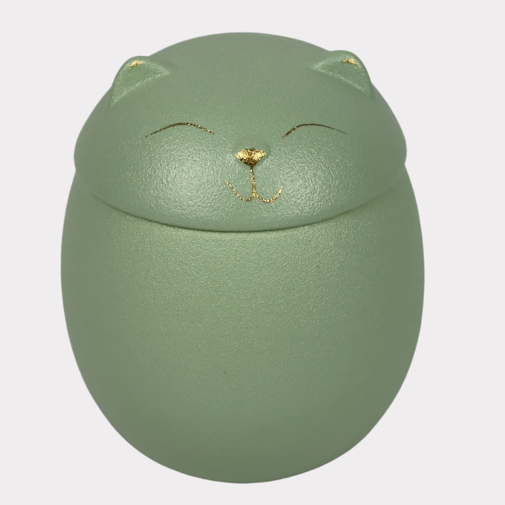 Kitty Ceramic Cremation Urn Green