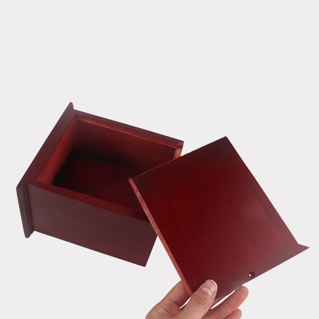 Maroon Photo Box Small Wood Cremation Urn