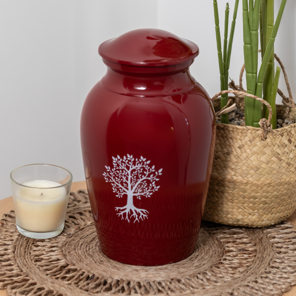 Maroon Life Tree Cremation Urn