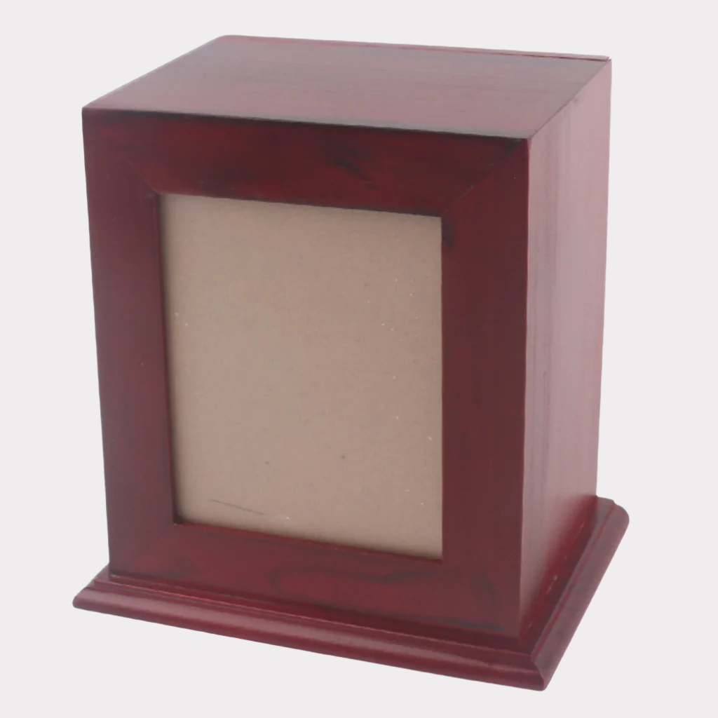 Maroon Photo Box Small Wood Cremation Urn