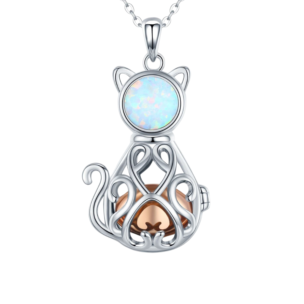 Opal Kitty Cremation Necklace