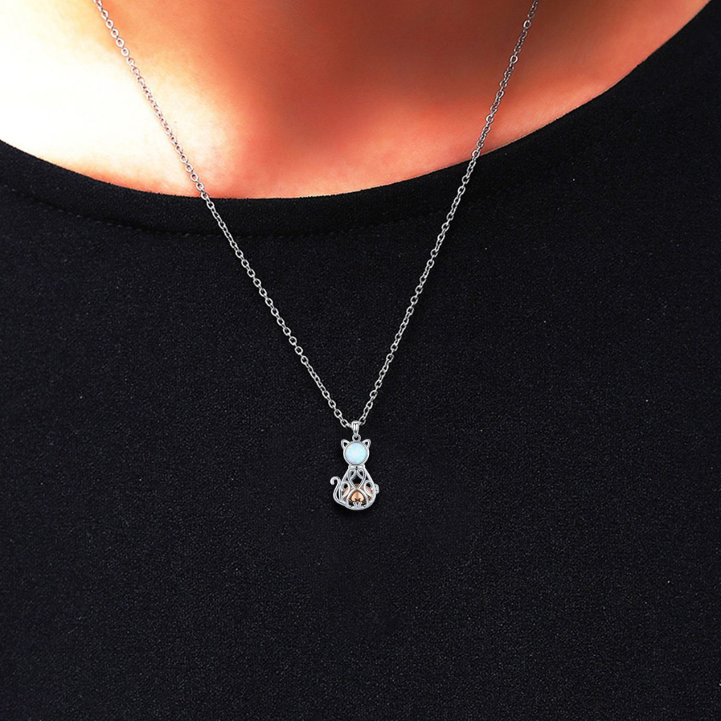 Opal Kitty Cremation Necklace