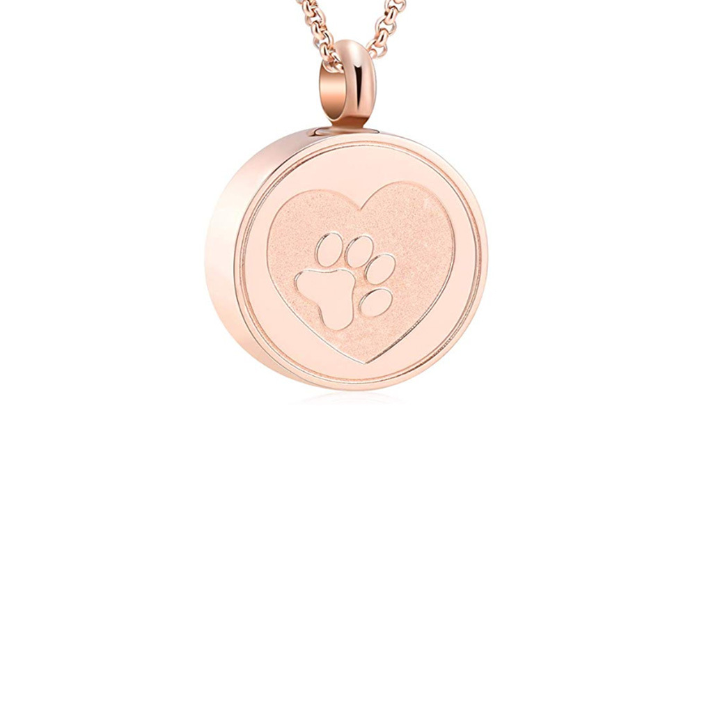 Pawprints Rose Gold Cremation Necklace