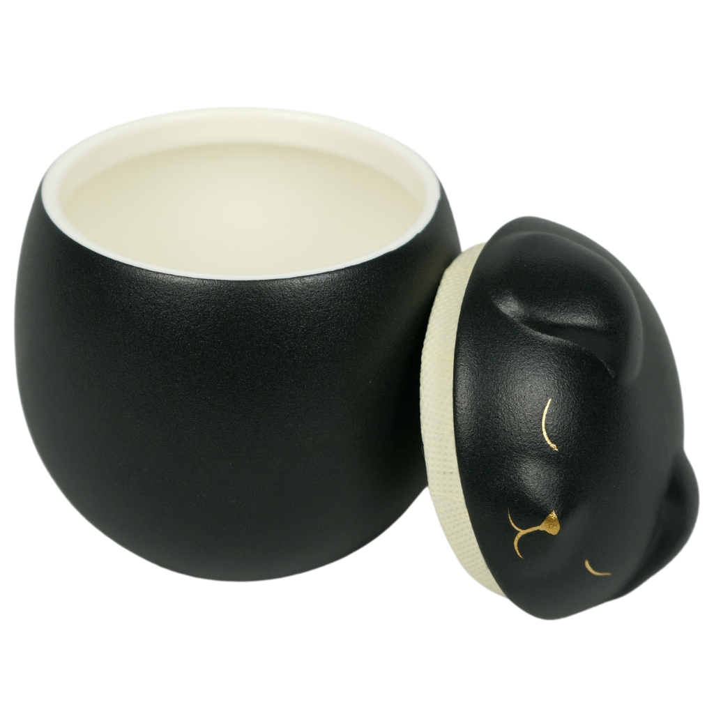 Black puppy ceramic urn