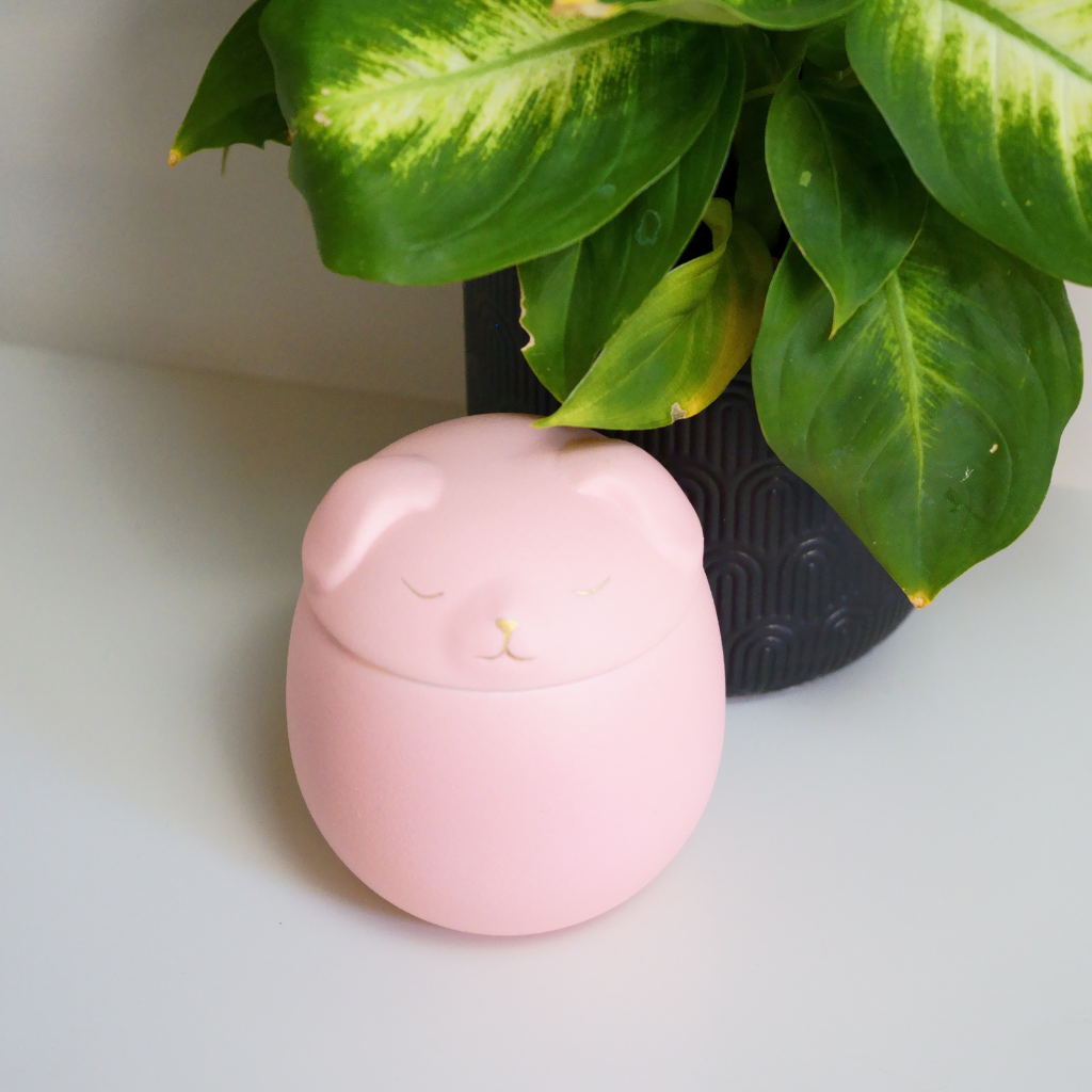 Pink puppy ceramic urn