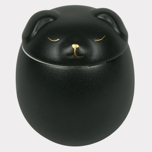 Black puppy ceramic urn