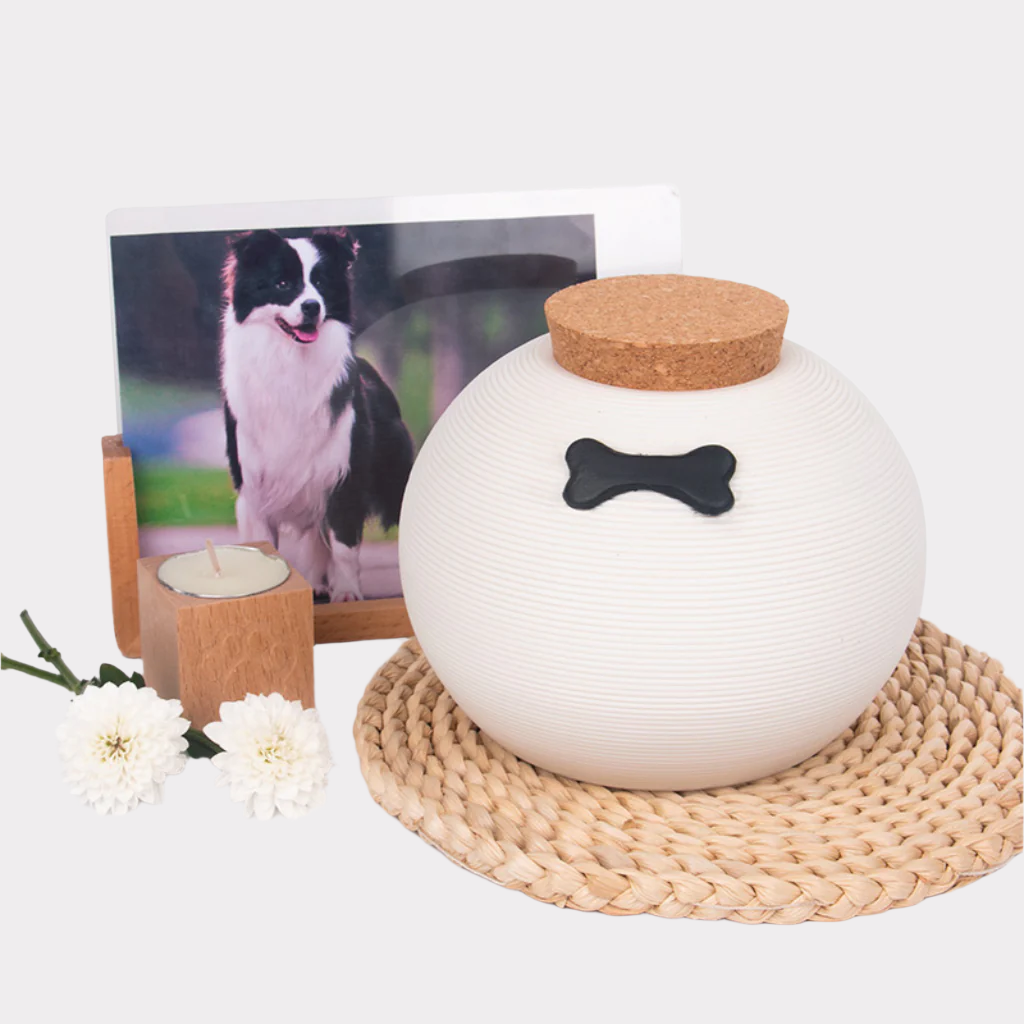 Pups Bone Ceramic Cremation Urn White