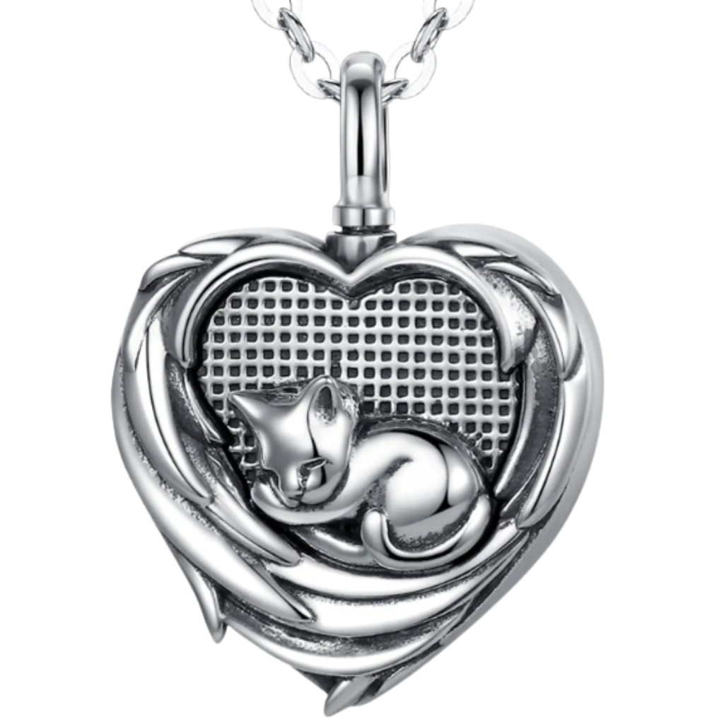 Resting Kitty Cremation Necklace