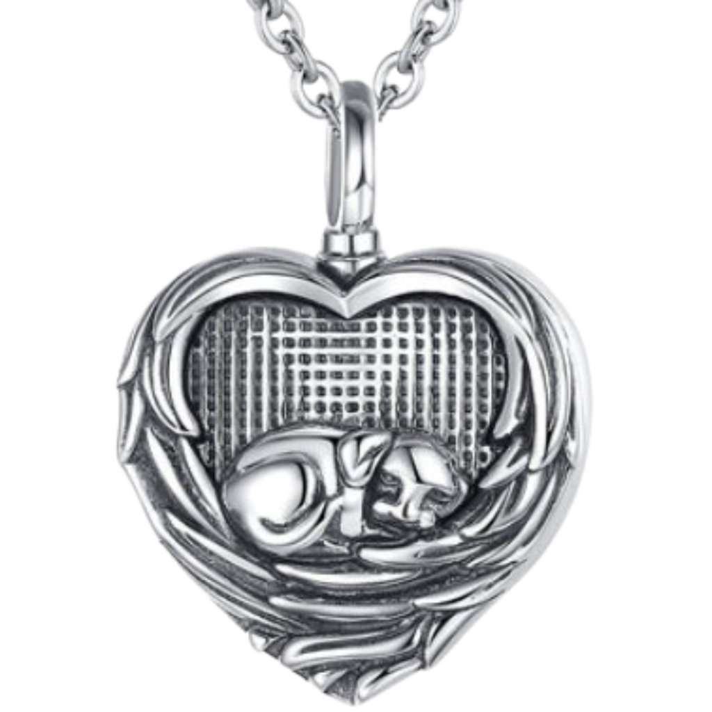 Resting Puppy Cremation Necklace