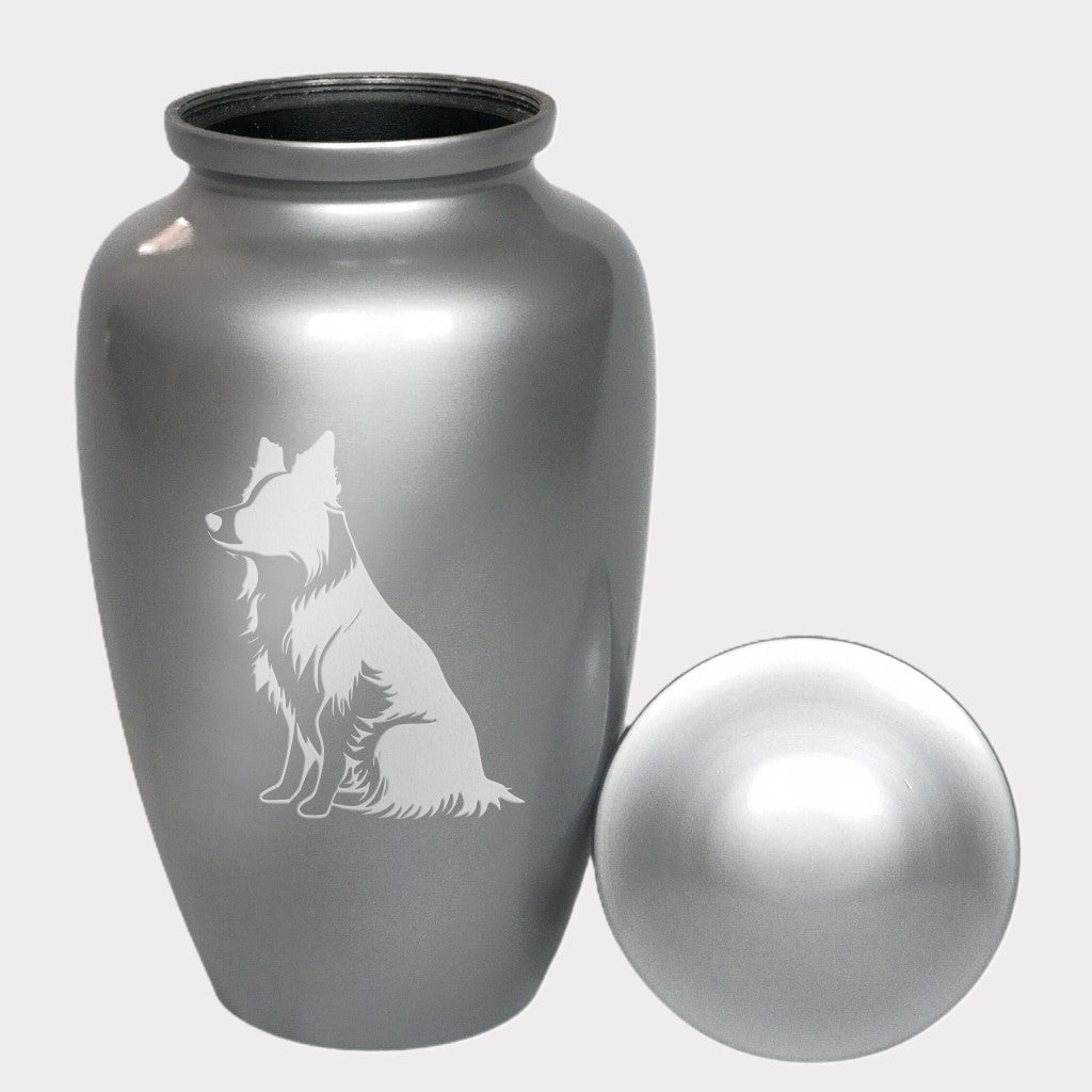 Sitting Border Collie Dog Cremation Urn